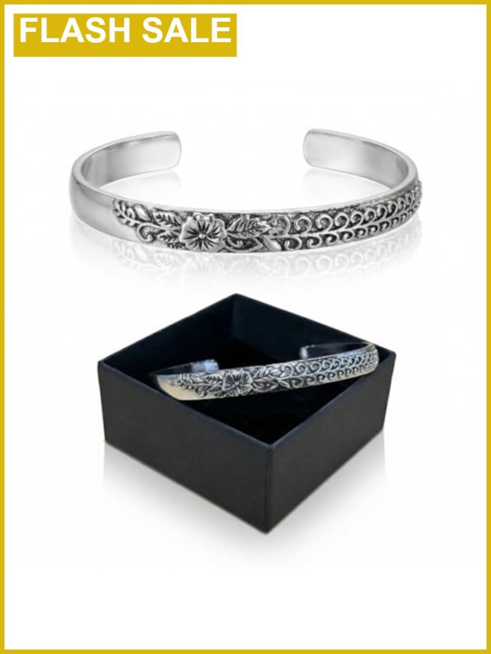 Vintage Floral Cuff Bracelet Alloy Bangle for Women